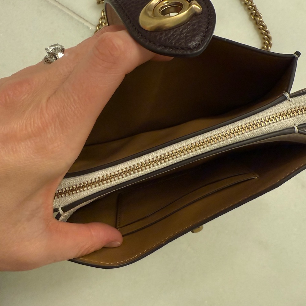 Coach Elegant Cream, Black, Brown Leather Crossbody Purse or Clutch - Picture 3 of 11